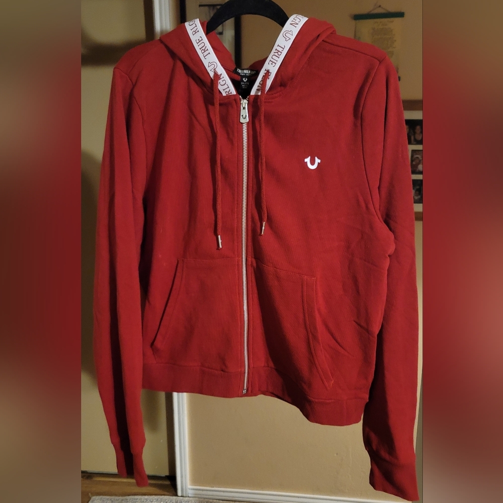 True Religion Red Zip-Up Hoodie